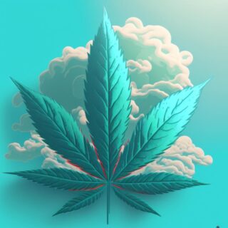visione artistica della foglia di cannabis legale per la varietà critical kush leggera e ottima per il rilassamento profondo ed il riposo